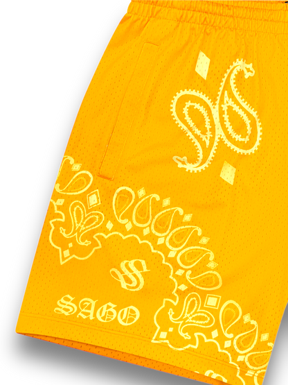 Yellow tonal bandana shorts