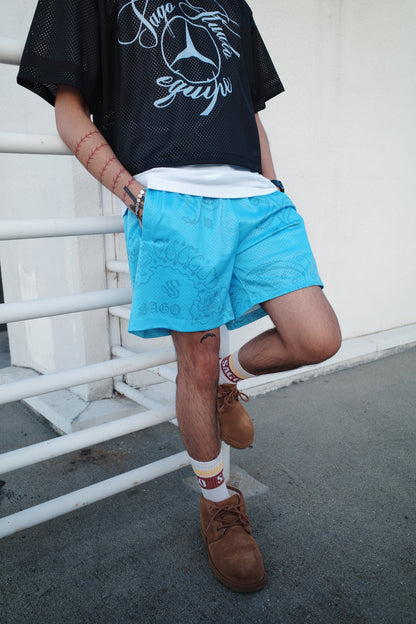 Blue tonal bandana shorts