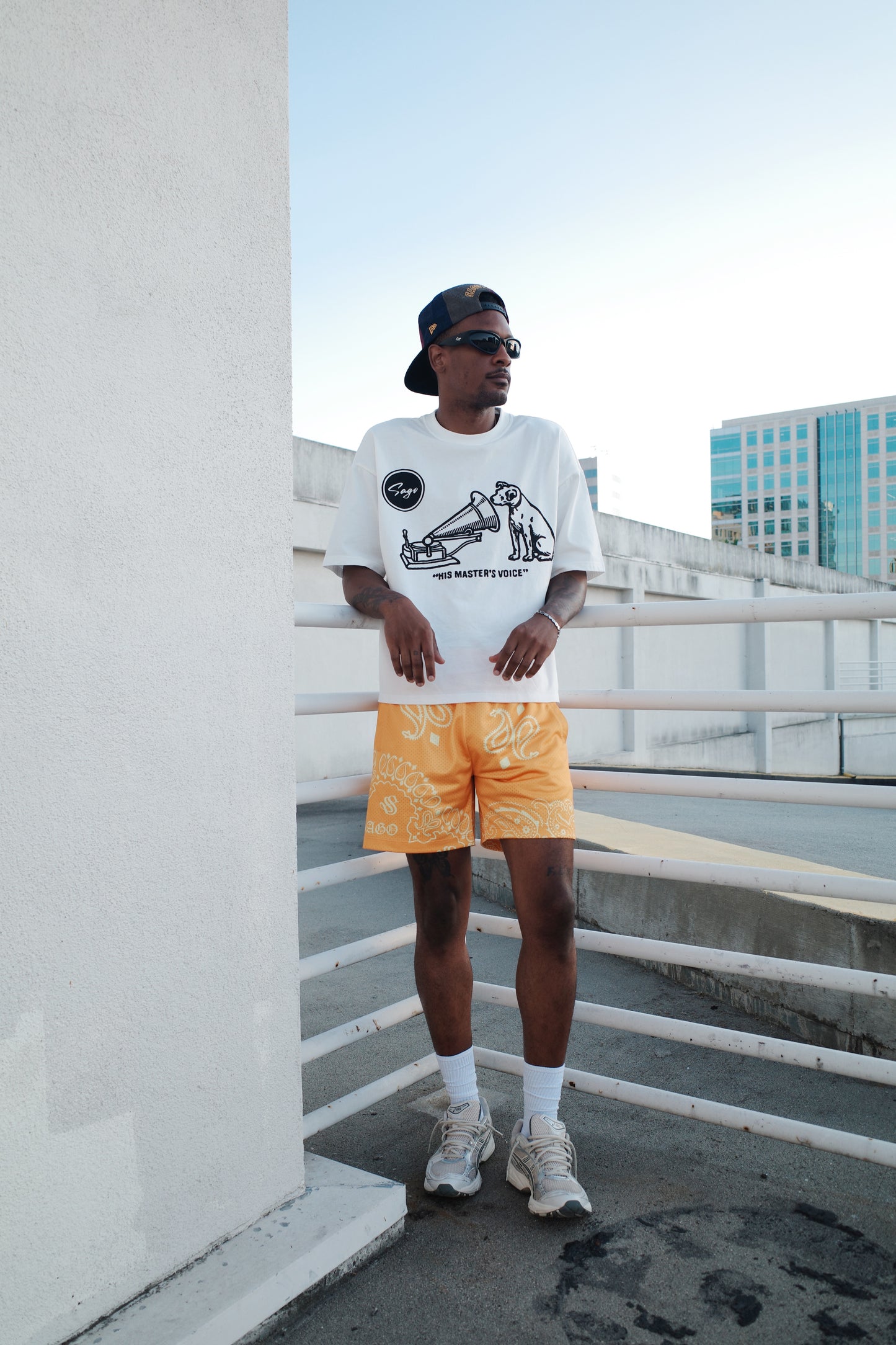 Yellow tonal bandana shorts